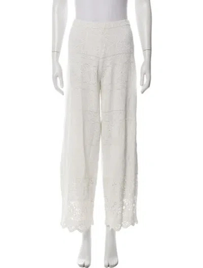 Pre-owned Maje Lace Pattern Wide Leg Pants In White