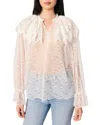 Maje Lolitel Ruffled Sheer Lace Blouse In White