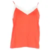 Maje Lace Trim Camisole Top In Red Silk In Red