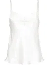 Maje Lace-trim Silk Top In Weiss