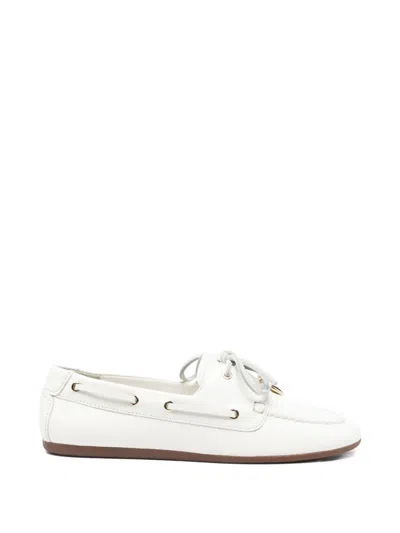 Maje Lace-up Charm Boat Shoes In White