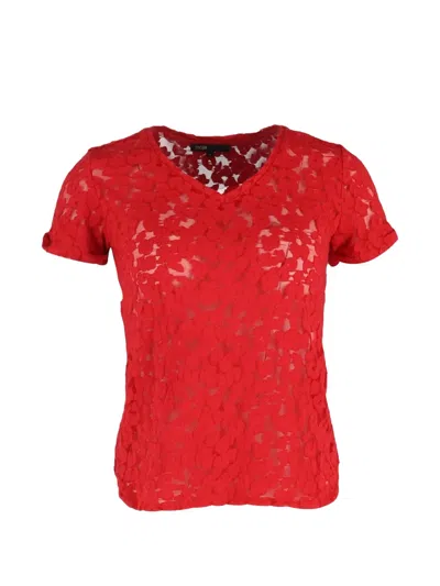 Pre-owned Maje Lace V-neck T-shirt In Red