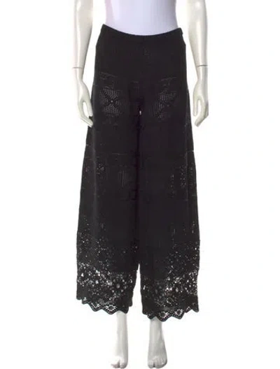 Pre-owned Maje Lace Wide Leg Pants In Black