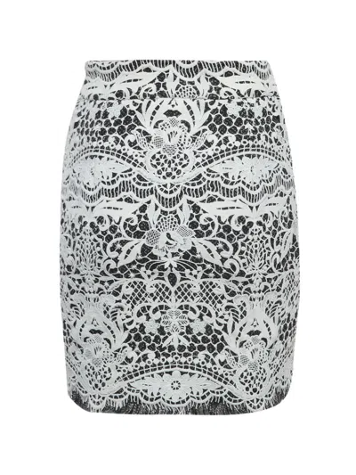 Pre-owned Maje Lace-detail Mini Skirt In White