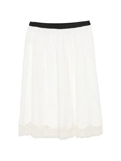 Maje Lace-trim Midi Skirt In White