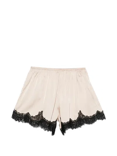 Maje Lace-trim Satin-finish Shorts In White
