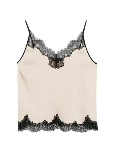 Maje Lace-trim Top In Neutral