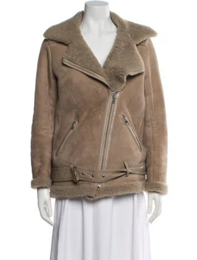 Pre-owned Maje Lamb Fur Coat In Neutral