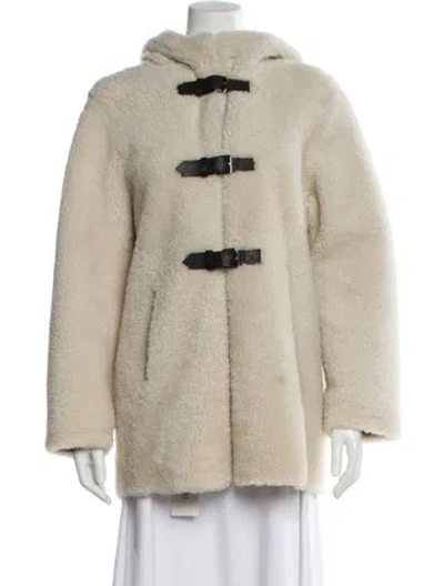 Pre-owned Maje Lamb Fur Faux Fur Jacket In Neutral