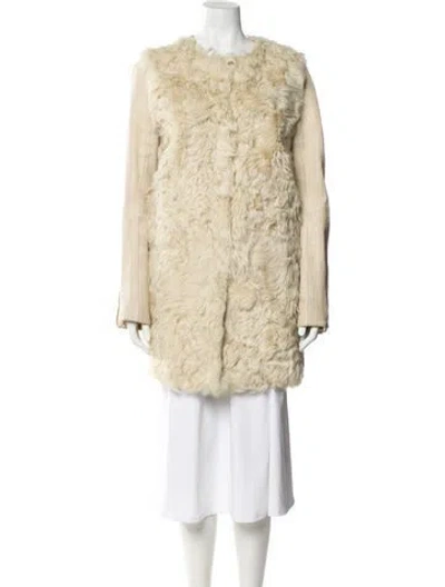 Pre-owned Maje Lamb Fur Fur Jacket In Neutral