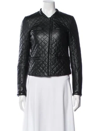 Pre-owned Maje Lamb Leather Biker Jacket In Black