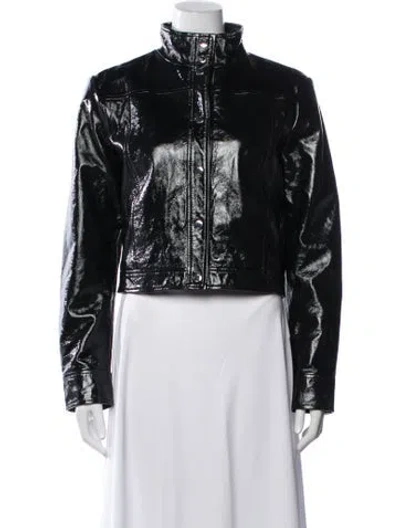 Pre-owned Maje Lamb Leather Biker Jacket In Black