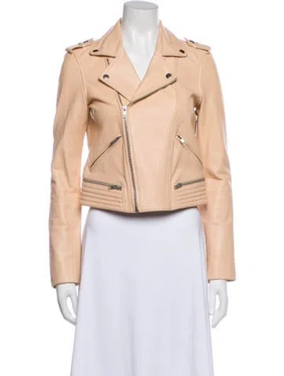 Pre-owned Maje Lamb Leather Biker Jacket In Multi