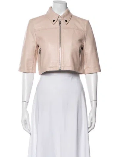 Pre-owned Maje Lamb Leather Biker Jacket In Pink