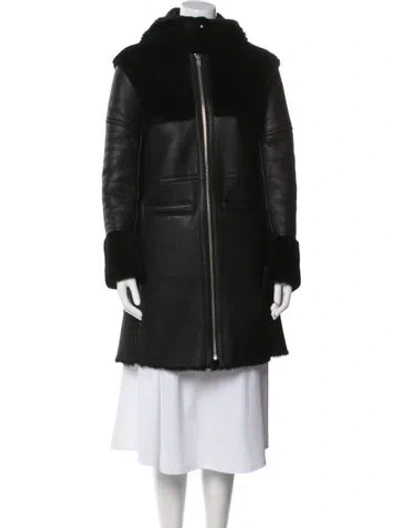 Pre-owned Maje Lamb Leather Coat In Black