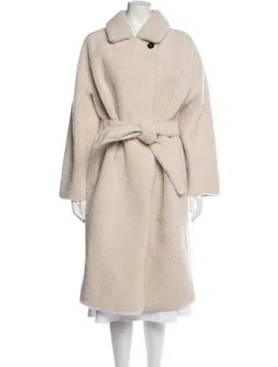 Pre-owned Maje Lamb Leather Coat W/ Tags In Neutrals