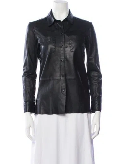 Pre-owned Maje Lamb Leather Jacket In Black
