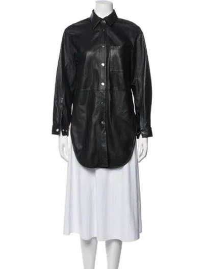 Pre-owned Maje Lamb Leather Jacket In Black
