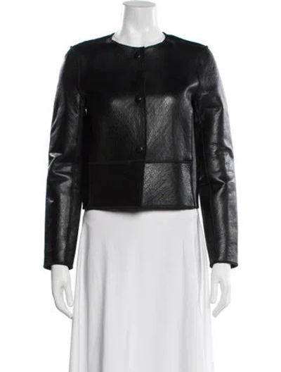 Pre-owned Maje Lamb Leather Jacket W/ Tags In Black
