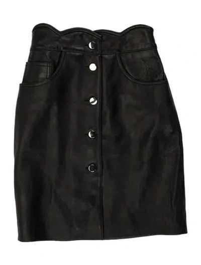 Pre-owned Maje Lamb Leather Knee-length Skirt In Grey