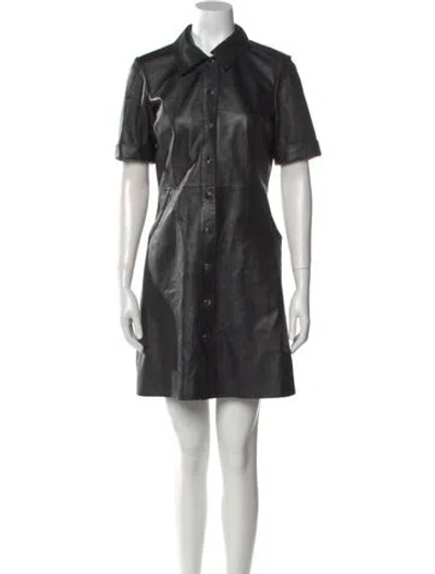 Pre-owned Maje Lamb Leather Mini Dress In Black