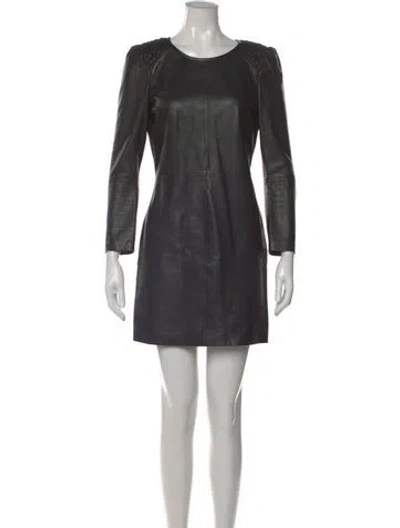 Pre-owned Maje Lamb Leather Mini Dress In Black
