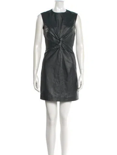 Pre-owned Maje Lamb Leather Mini Dress In Green