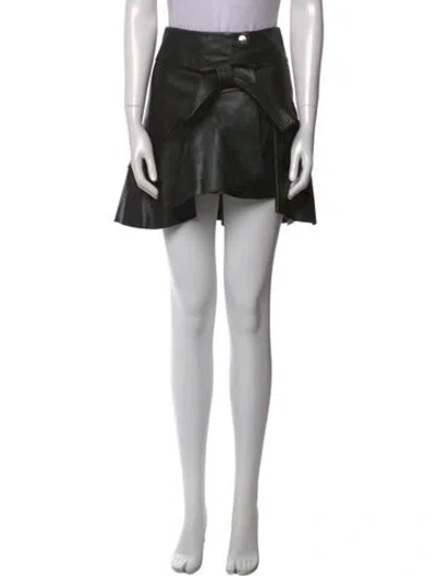 Pre-owned Maje Lamb Leather Mini Skirt In Black