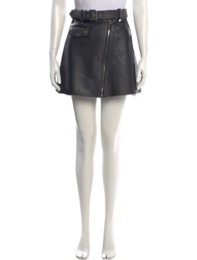 Pre-owned Maje Lamb Leather Mini Skirt In Black
