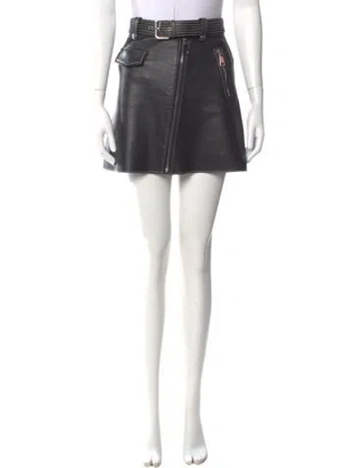 Pre-owned Maje Lamb Leather Mini Skirt In Black