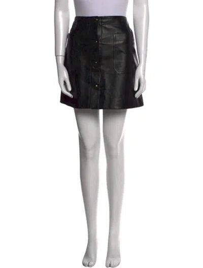 Pre-owned Maje Lamb Leather Mini Skirt In Black