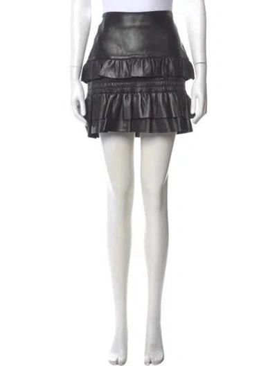 Pre-owned Maje Lamb Leather Mini Skirt In Black