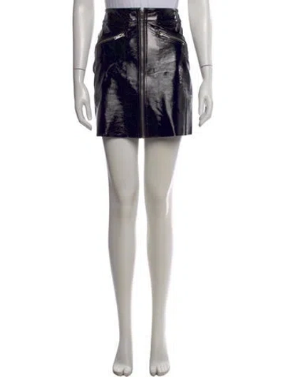 Pre-owned Maje Lamb Leather Mini Skirt In Black