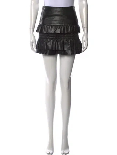 Pre-owned Maje Lamb Leather Mini Skirt In Black