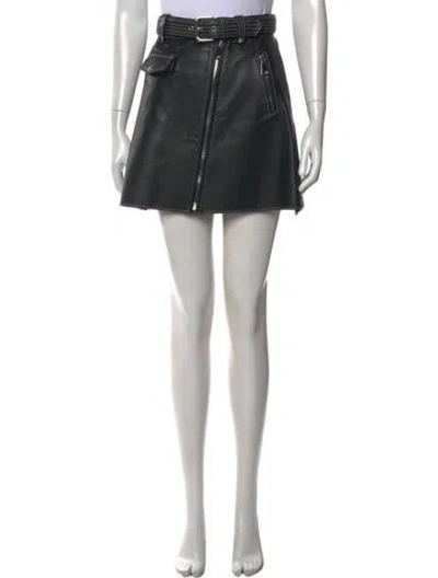 Pre-owned Maje Lamb Leather Mini Skirt In Black