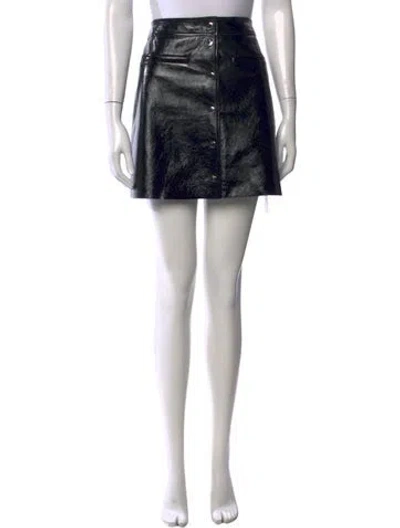 Pre-owned Maje Lamb Leather Mini Skirt In Black