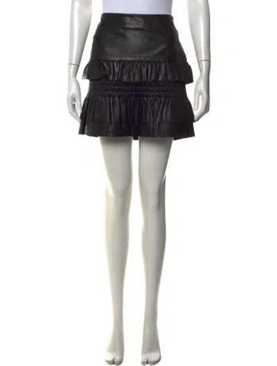 Pre-owned Maje Lamb Leather Mini Skirt In Black