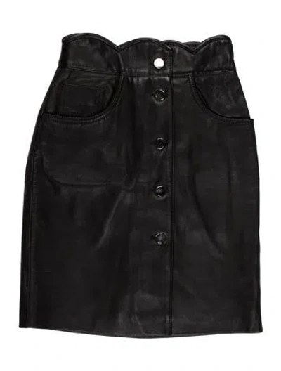 Pre-owned Maje Lamb Leather Mini Skirt In Black