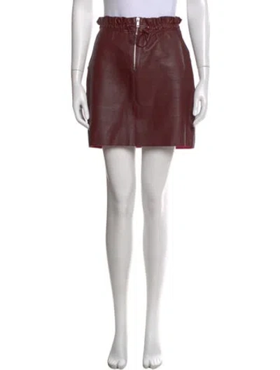 Pre-owned Maje Lamb Leather Mini Skirt In Burgundy
