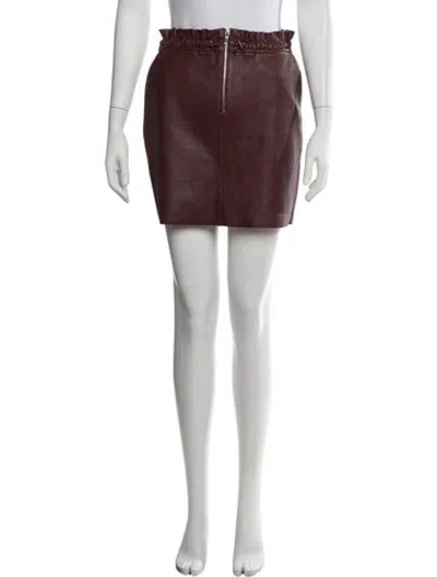 Pre-owned Maje Lamb Leather Mini Skirt In Burgundy