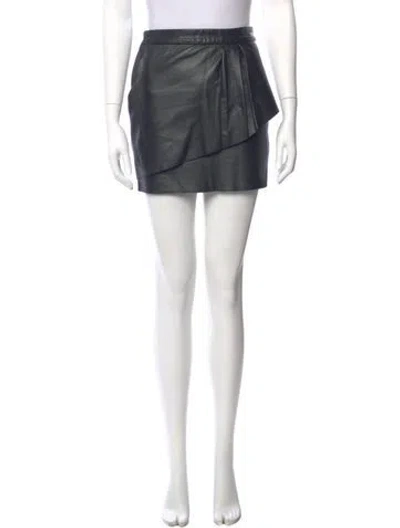 Pre-owned Maje Lamb Leather Mini Skirt W/ Tags In Black