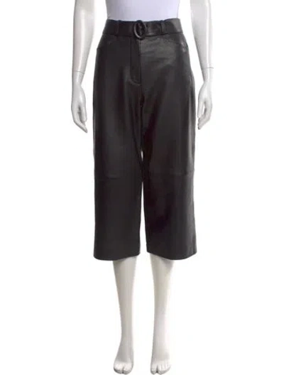Pre-owned Maje Lamb Leather Straight Leg Pants In Black