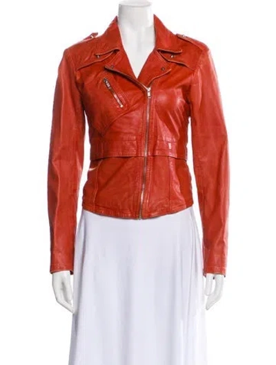 Pre-owned Maje Lamb Leather Trench Coat In Red