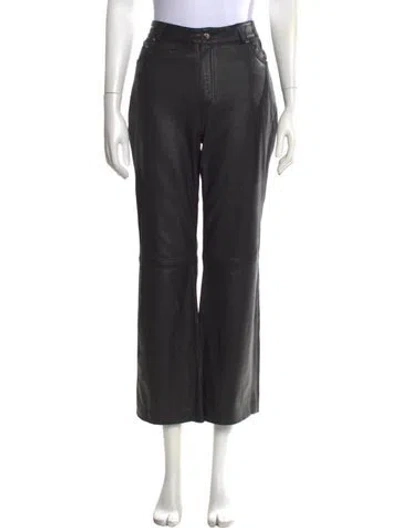 Pre-owned Maje Lamb Leather Wide Leg Pants In Black