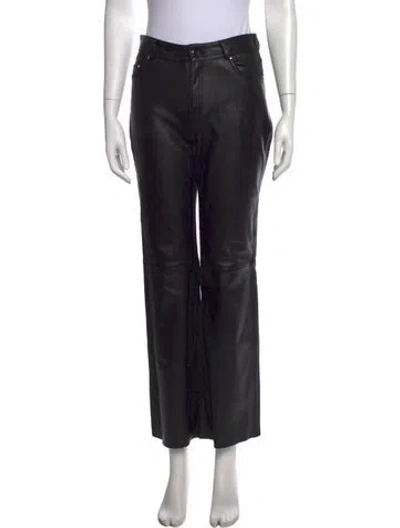 Pre-owned Maje Lamb Leather Wide Leg Pants In Black