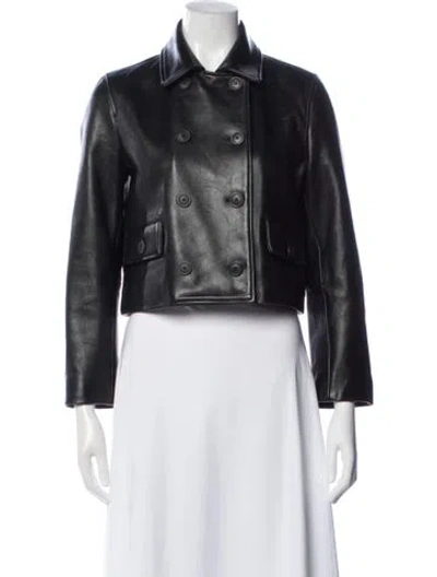 Pre-owned Maje Lambskin Biker Jacket In Black