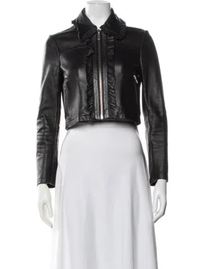Pre-owned Maje Lambskin Biker Jacket In Black