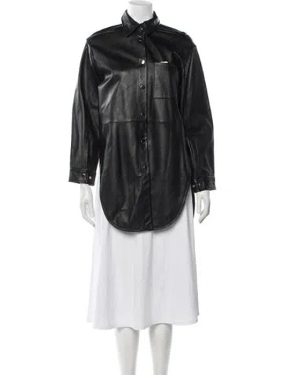 Pre-owned Maje Lambskin Biker Jacket In Black