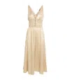Maje Lamé Shirred Midi Dress In Gold