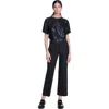 Maje Lamé T-shirt In Black/glitter